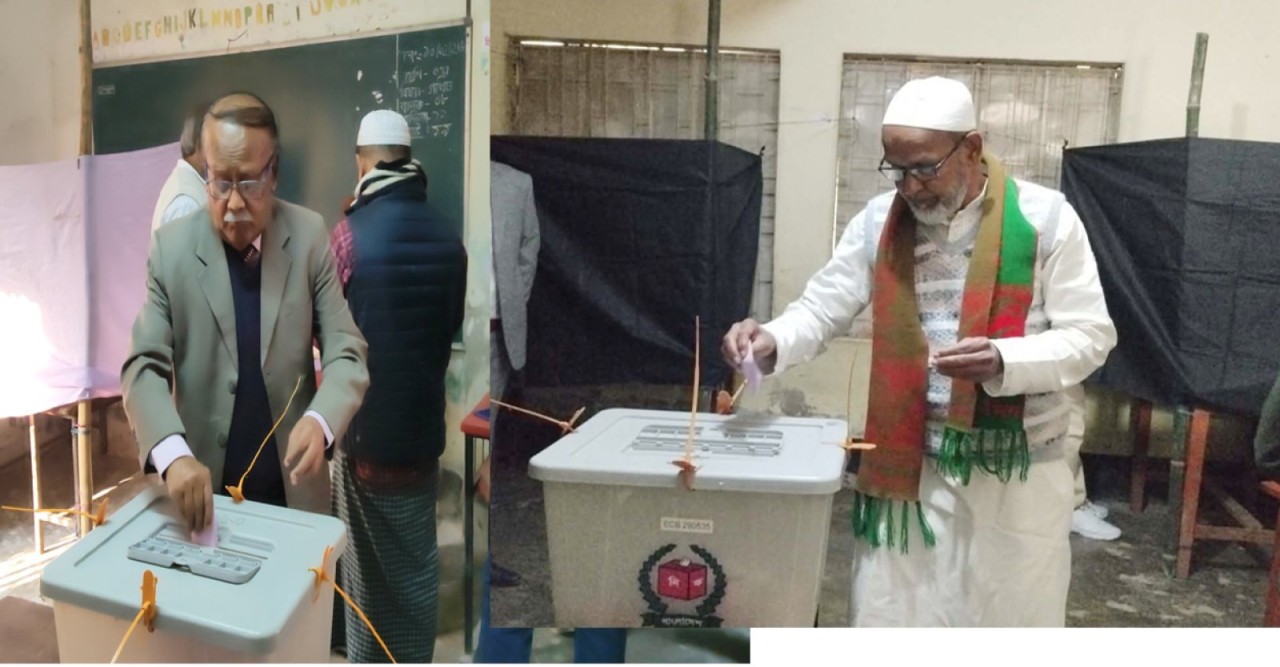 নওগাঁ-১ আসনের দুই হেভিওয়েট প্রার্থীর ভোট প্রদান