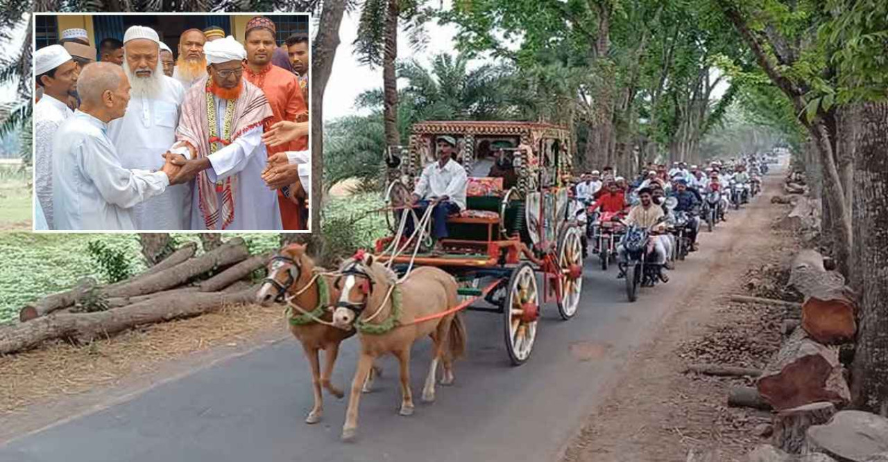 ৪০ বছর ইমামতি শেষে ঘোড়ার গাড়িতে বিদায়